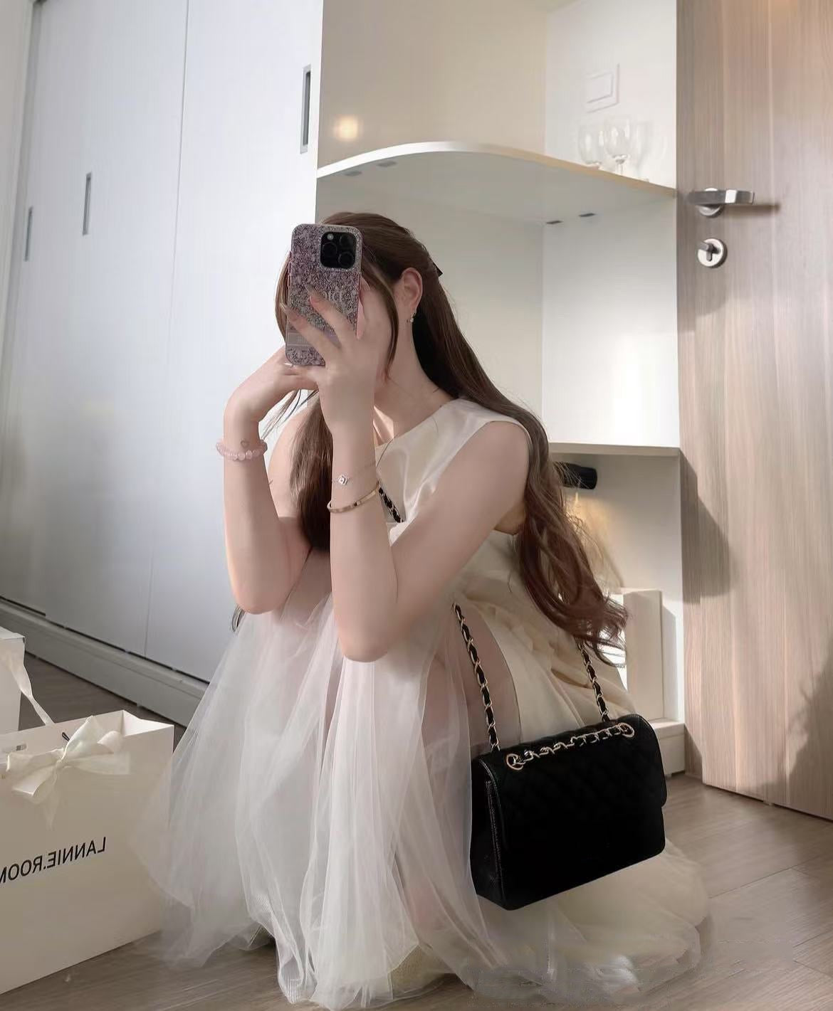 Sweet Little Fragrance Floral Sleeveless Dress + Mesh Skirt