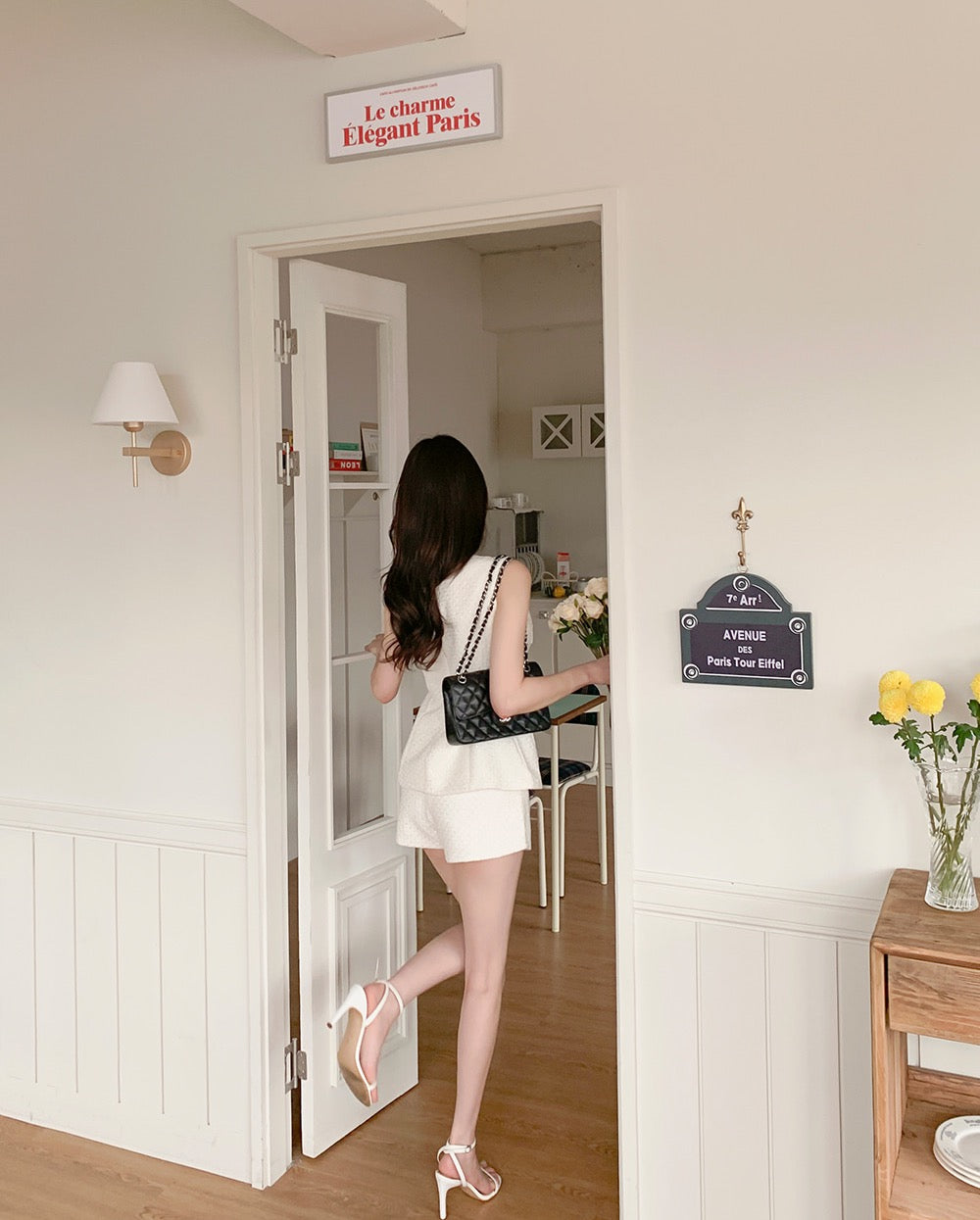 Chanel-inspired Waist-cinching Slim-fit Top + Versatile Shorts Set