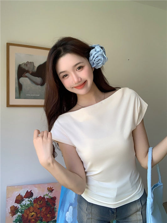 Off-the-shoulder Slim-fit Short Sleeve