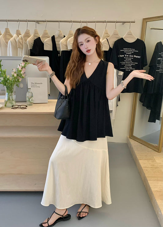 Elegant V-neck Sleeveless Top + Mermaid Skirt Set