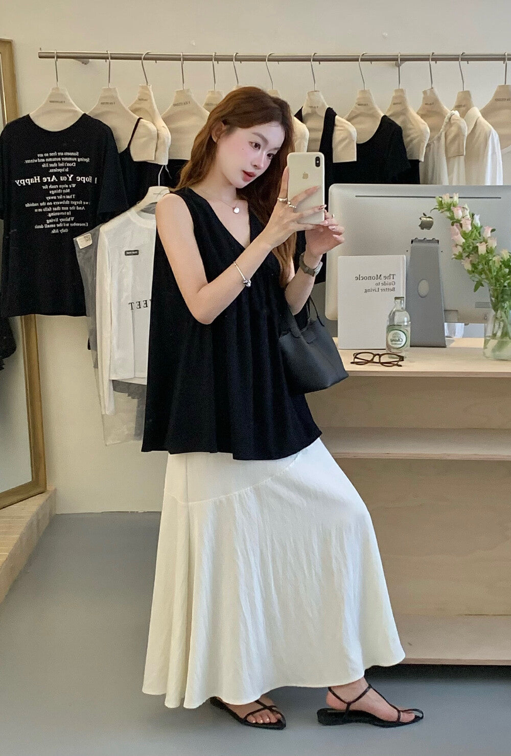 Elegant V-neck Sleeveless Top + Mermaid Skirt Set