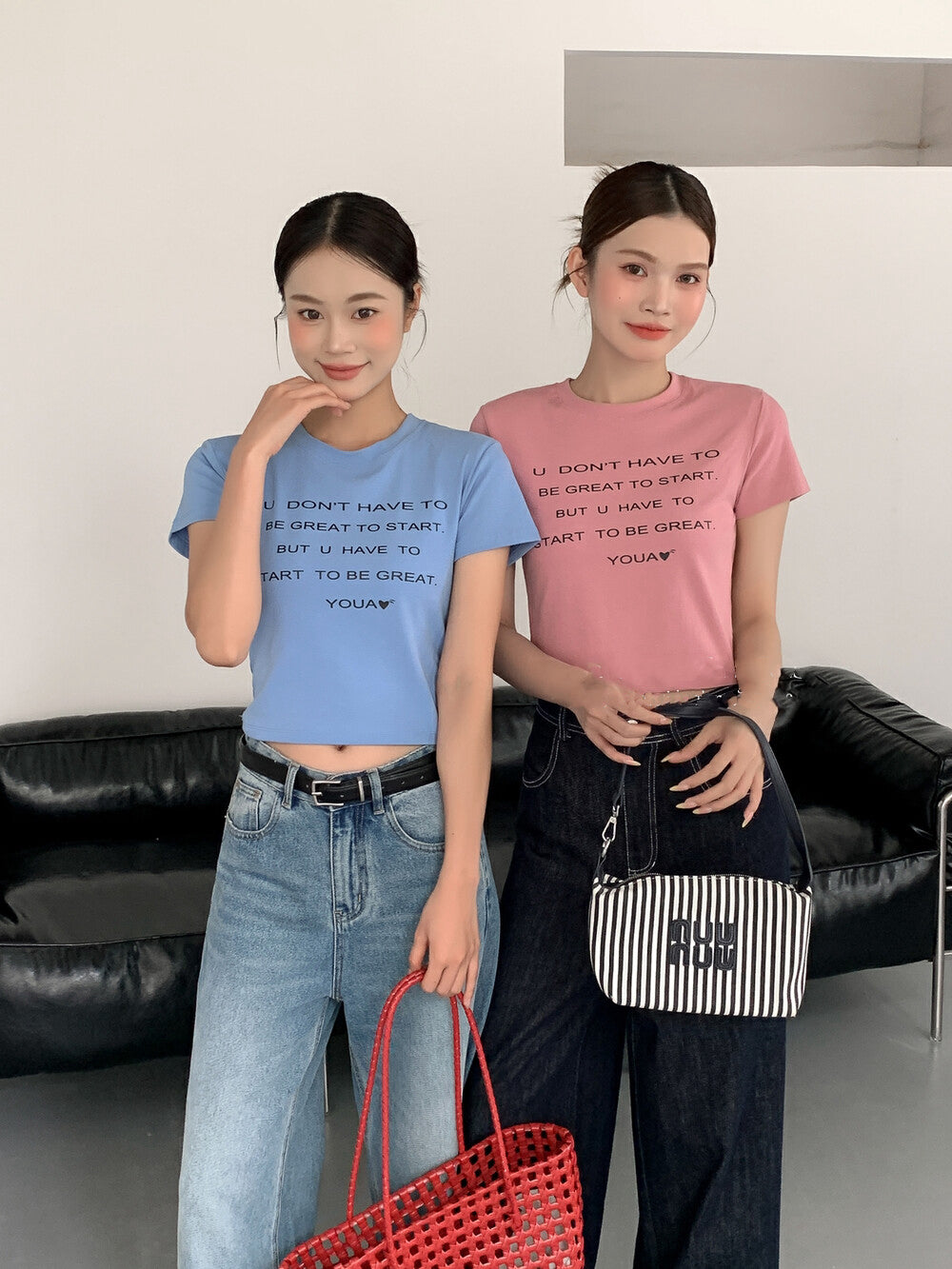 Korean Style Letter Print Crop Top T-Shirt