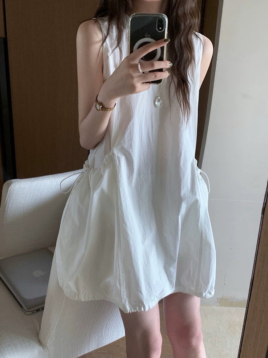 俏皮系帶大口袋背心裙