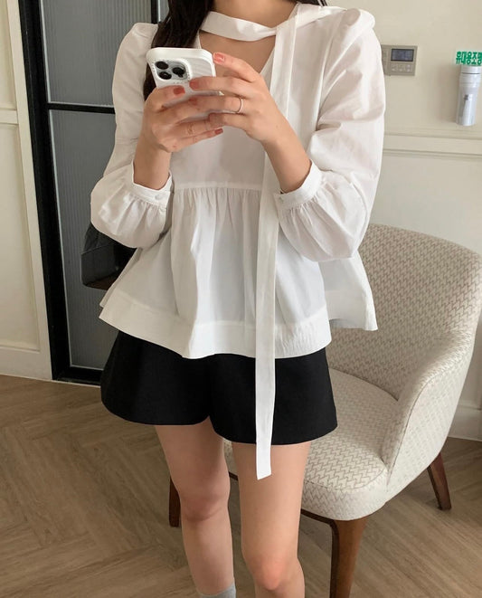 飄帶娃娃長袖恤衫