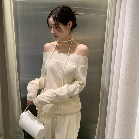 Off-shoulder Lightweight Knit Top
