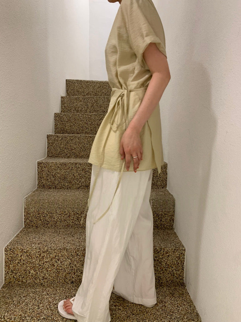 Asymmetrical Lace-up Faux Two-piece Dress