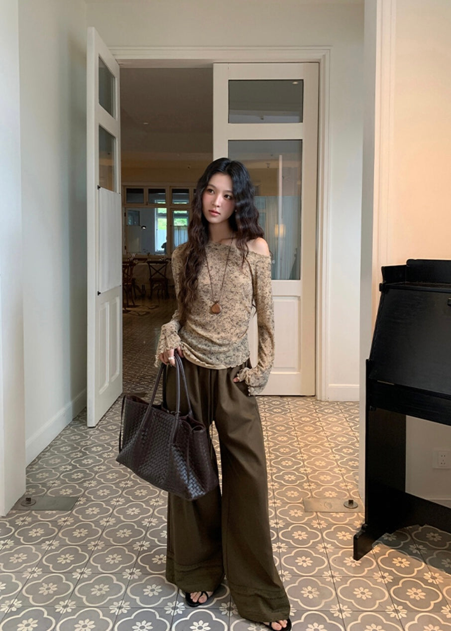 不規則下擺暈染花朵top