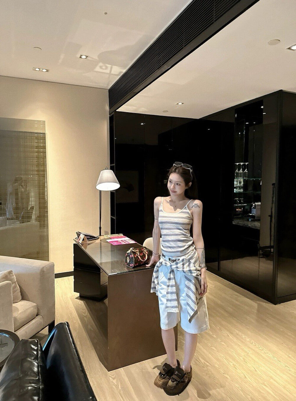 Striped Knit Camisole + Sun Protection Cardigan Set