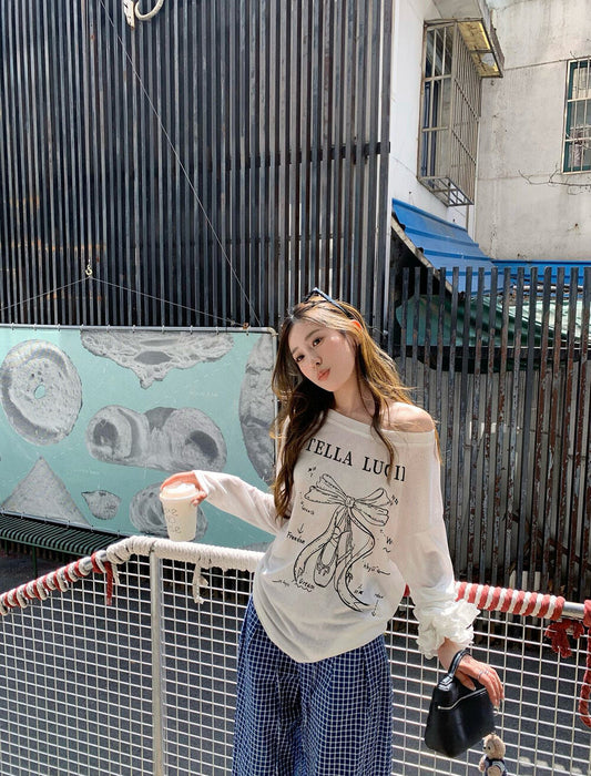 白のワンショルダーシースルーサンプロテクションシャツ