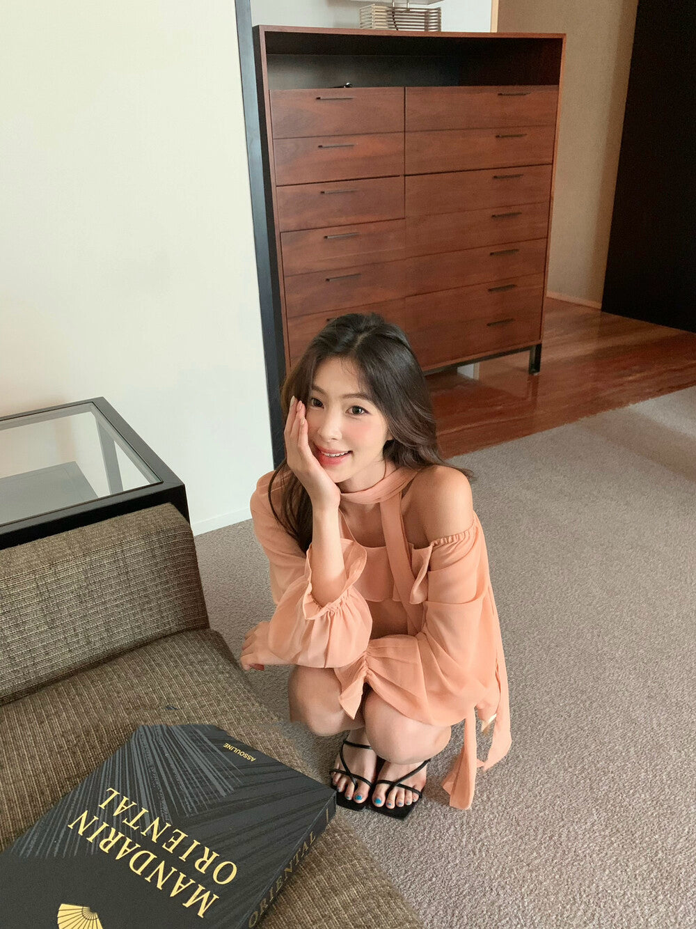 Off-shoulder Chiffon Tiered Blouse