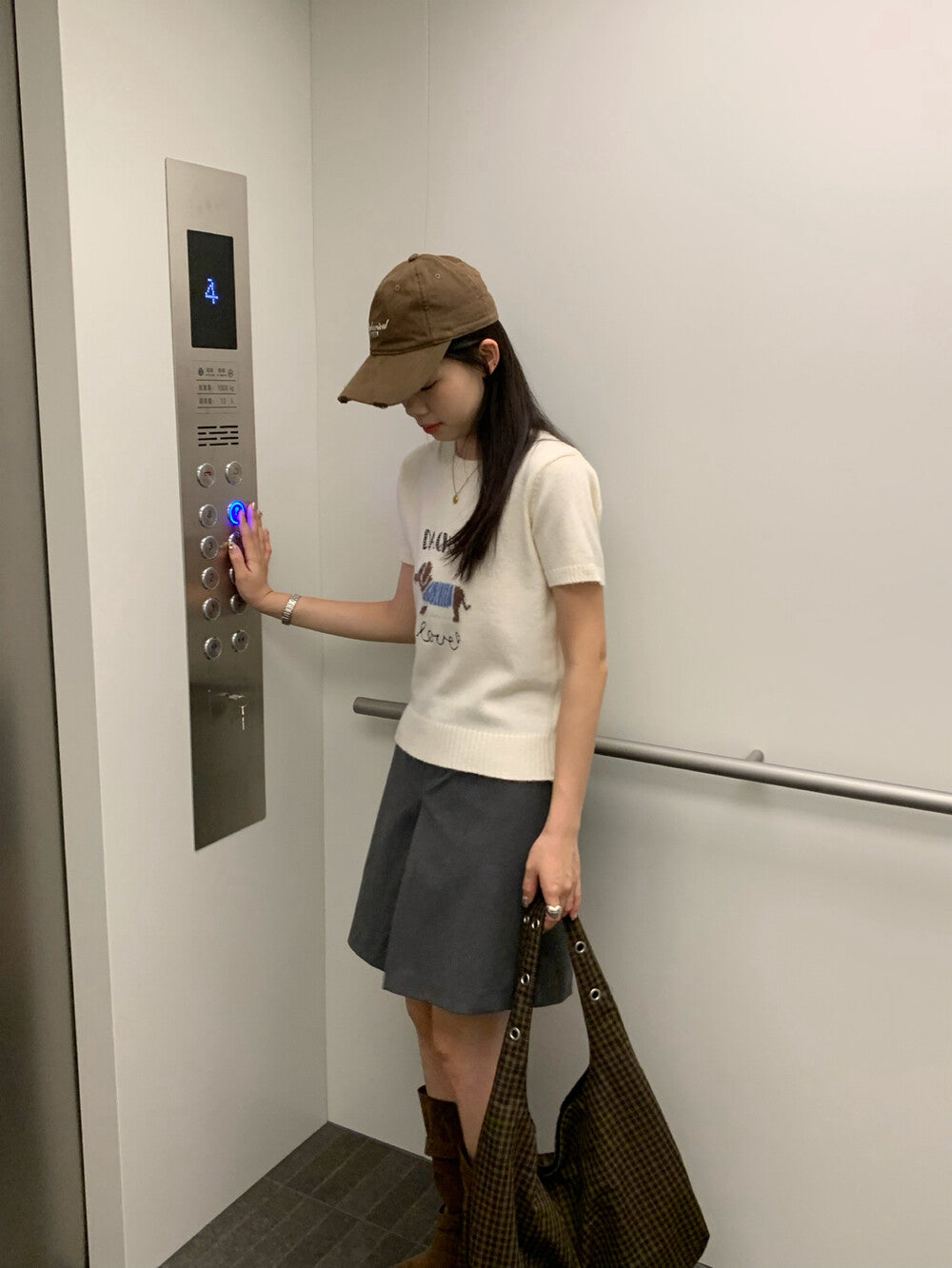 Crew Neck Slim Fit Knitted Short Sleeve Top