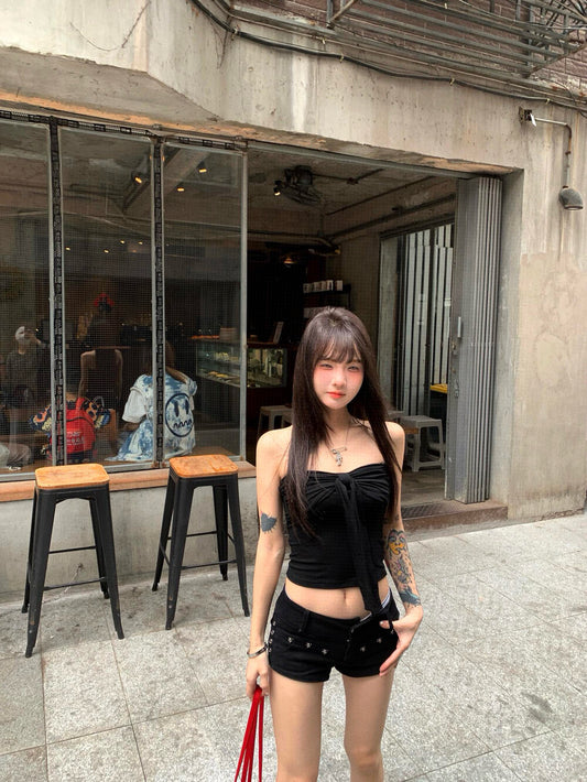 Bow Tie Lace-Up Bustier Tank Top