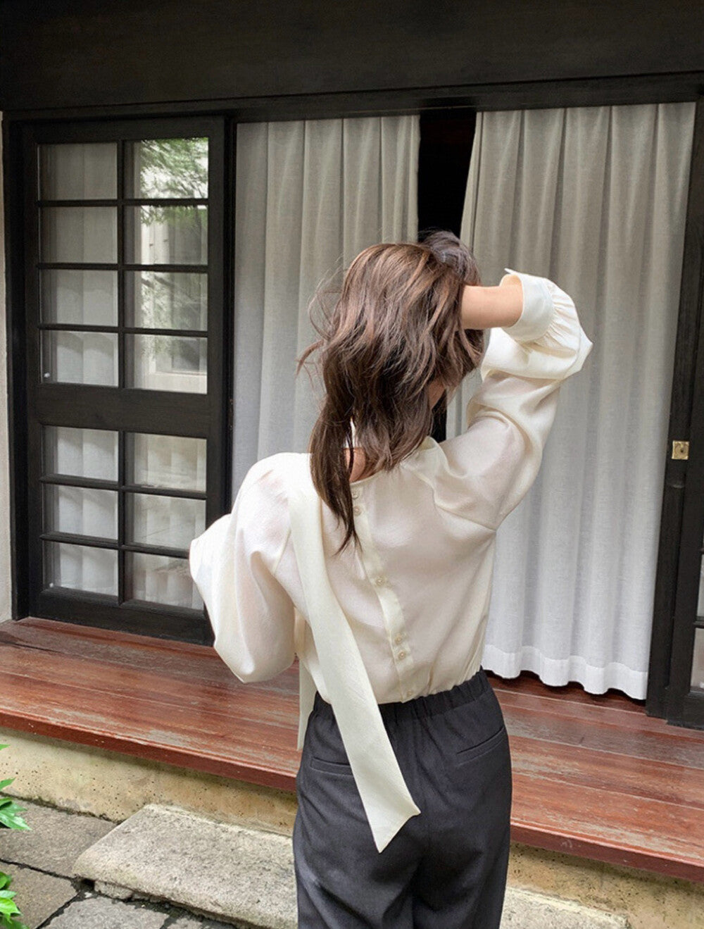 Elegant Scarf Collar Blouse