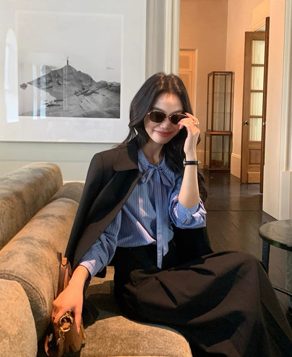 Striped Shirt with Bow Tie