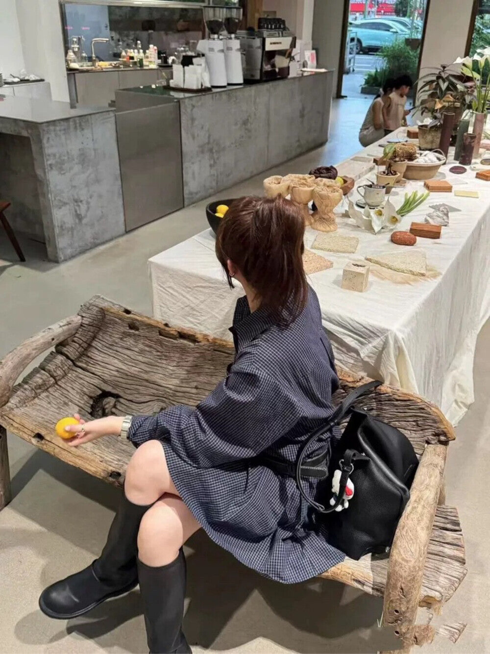 翻領格子恤衫連身裙