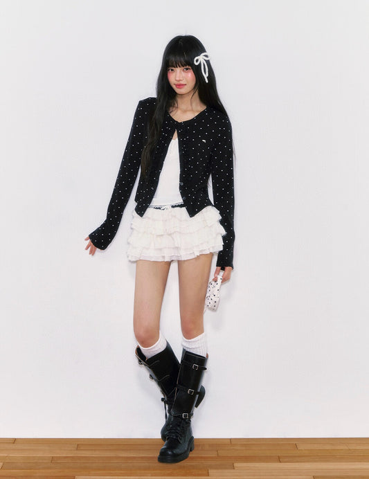 波點顯瘦針織開衫