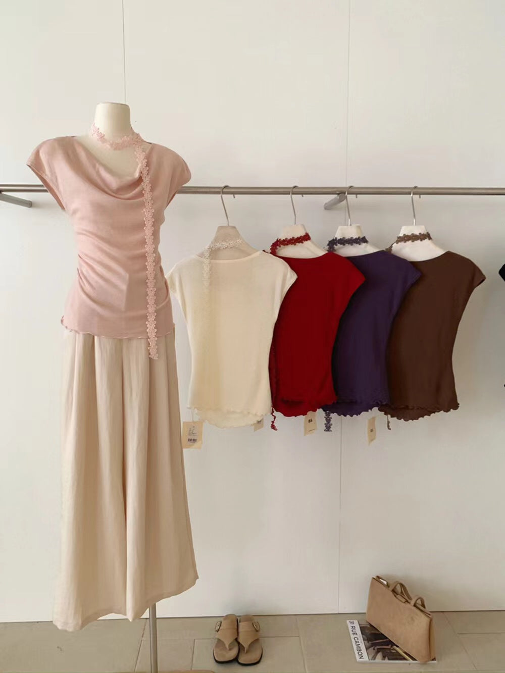 Off-the-shoulder blouse with a draped neckline