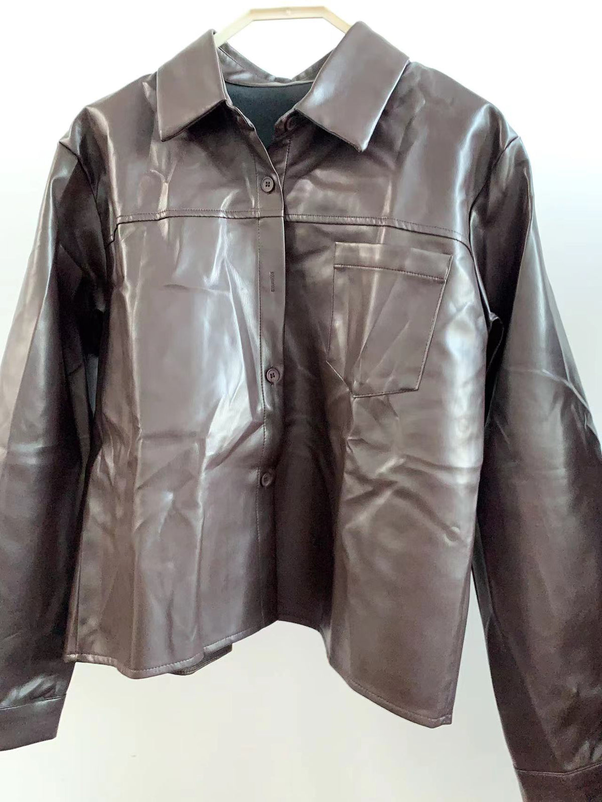 Lightweight Lapel PU Leather Jacket