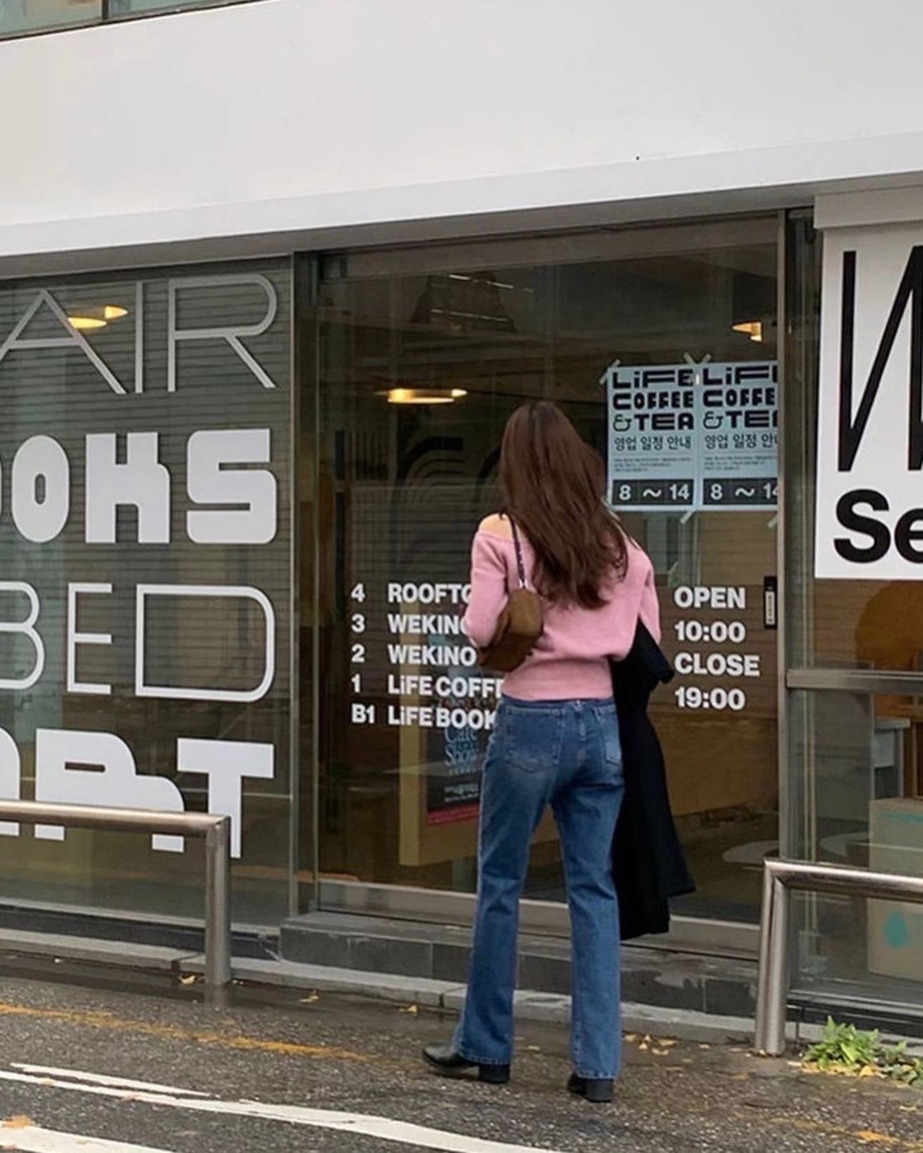 off shoulder針織冷杉top