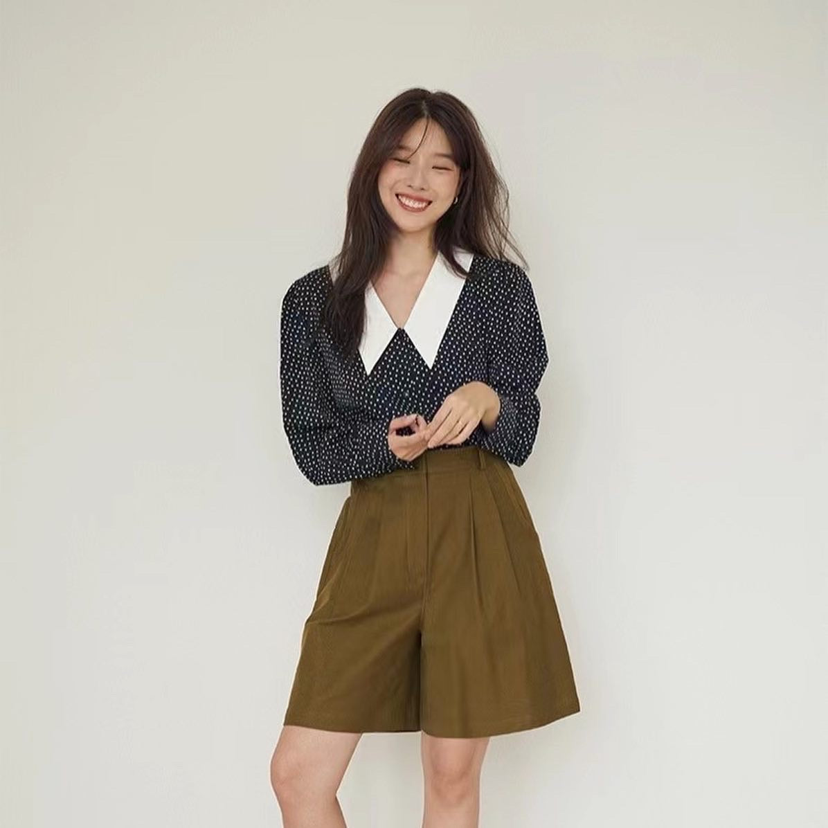 Polka Dot Large Collar Vintage Blouse