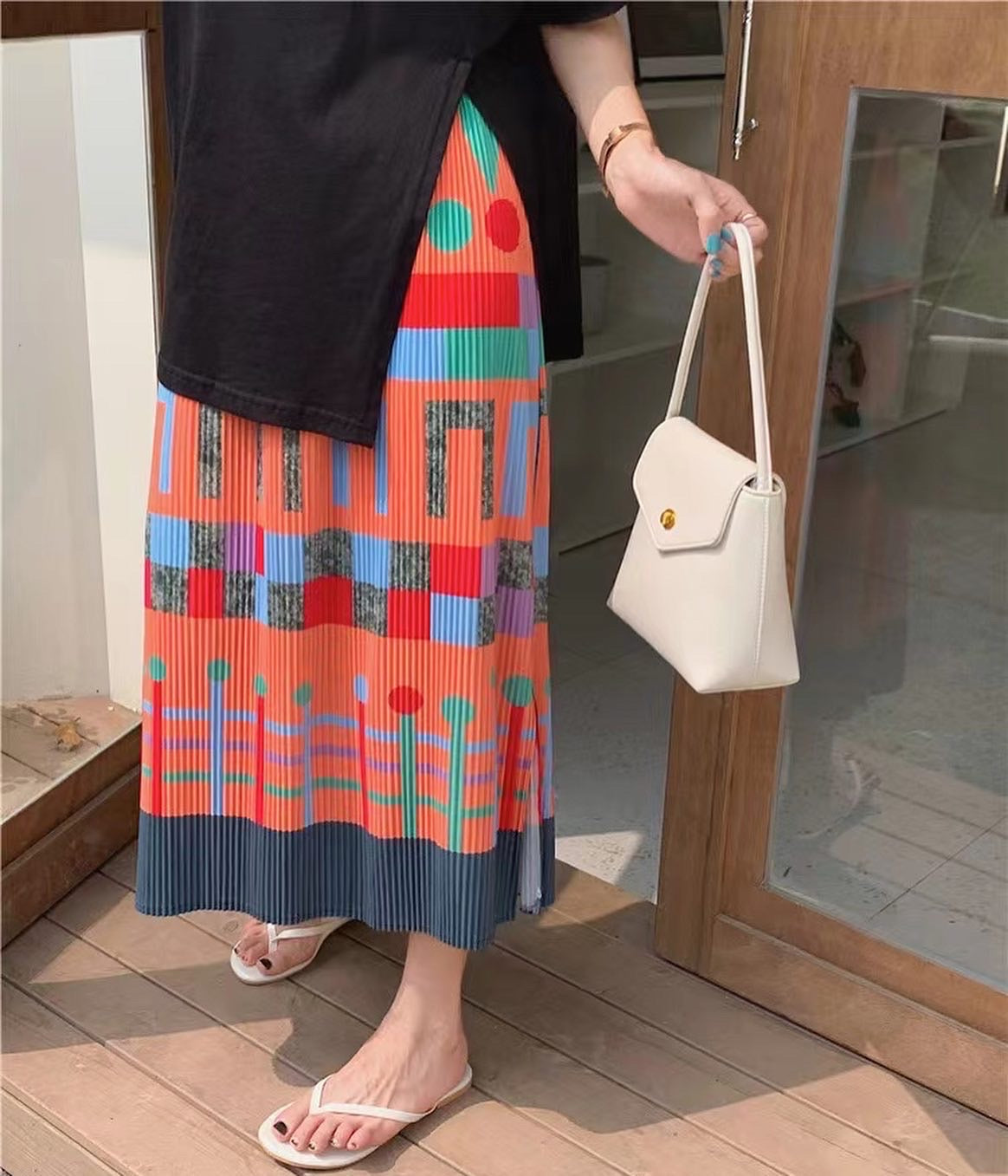 Colorful Geometric Midi Skirt