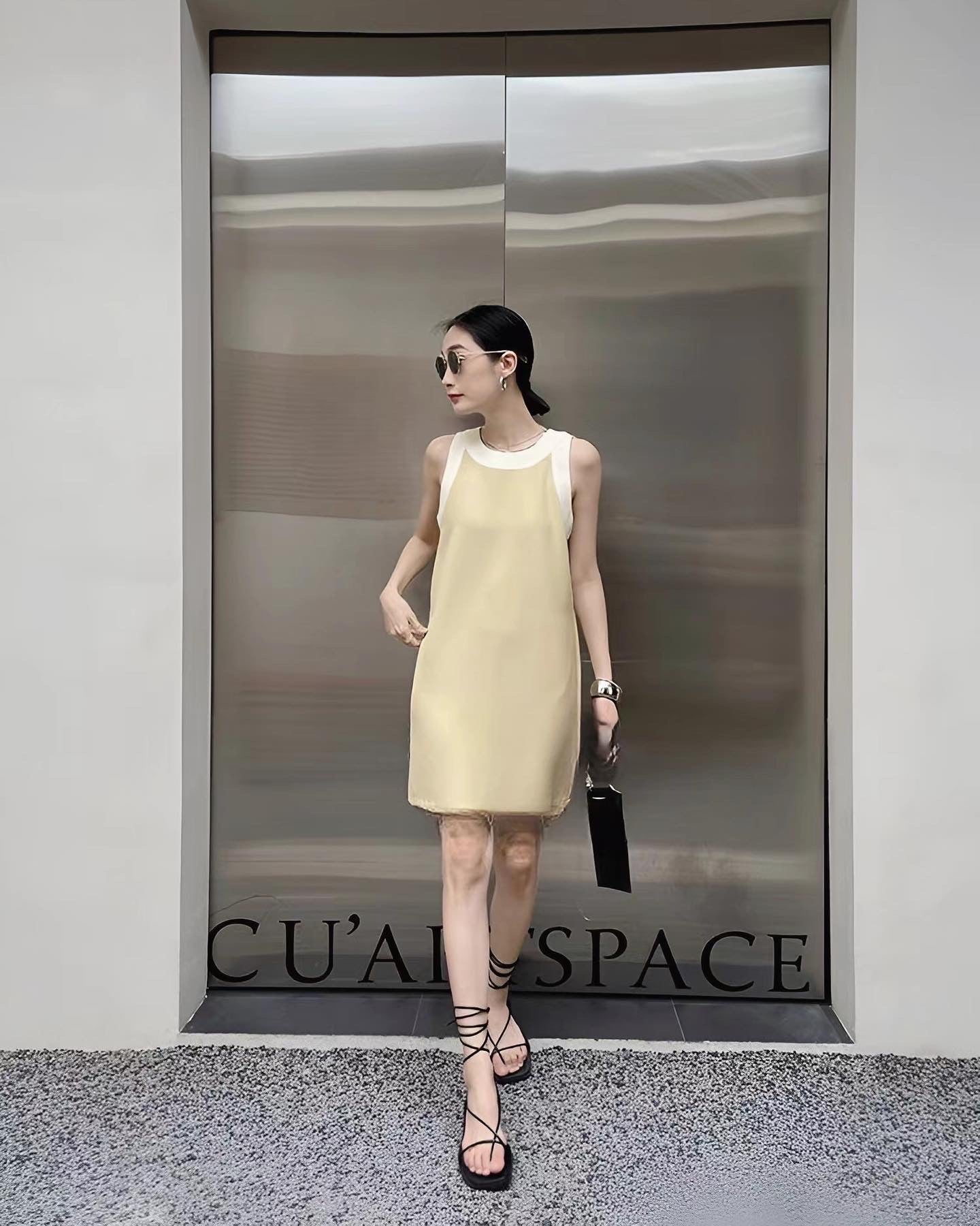 配色ネックレスベストワンピース