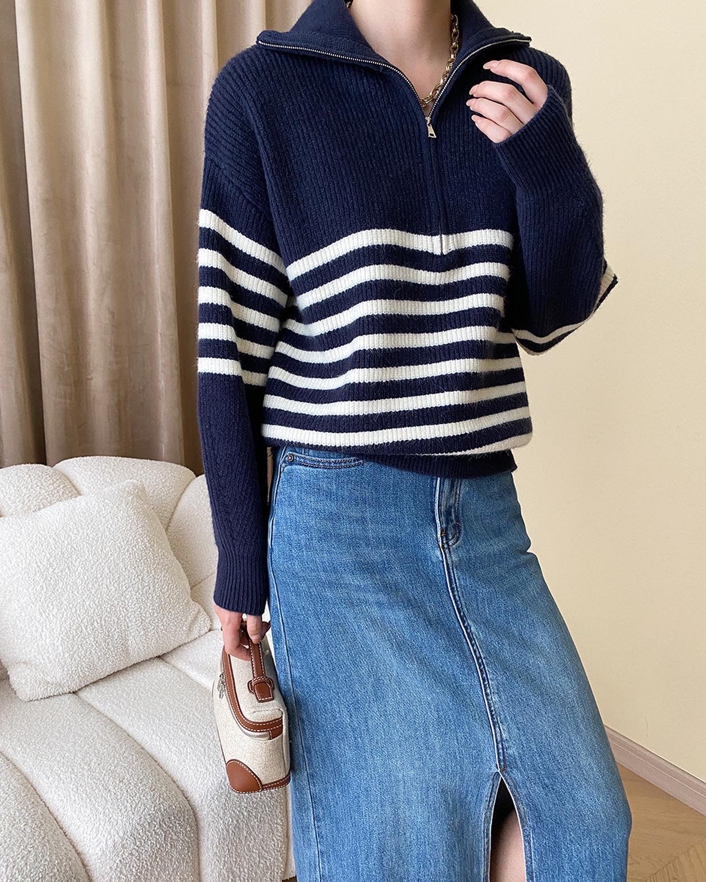 Striped Loose Knit Top