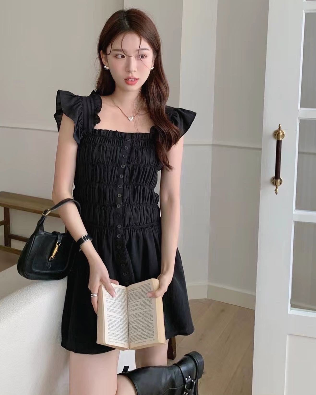 法式花邊收腰仙女裙