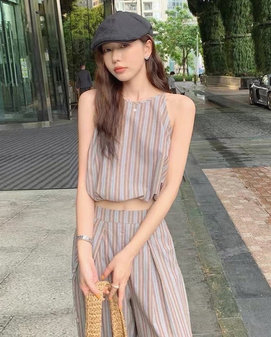 Vest and High-Waisted Wide-Leg Pants Set