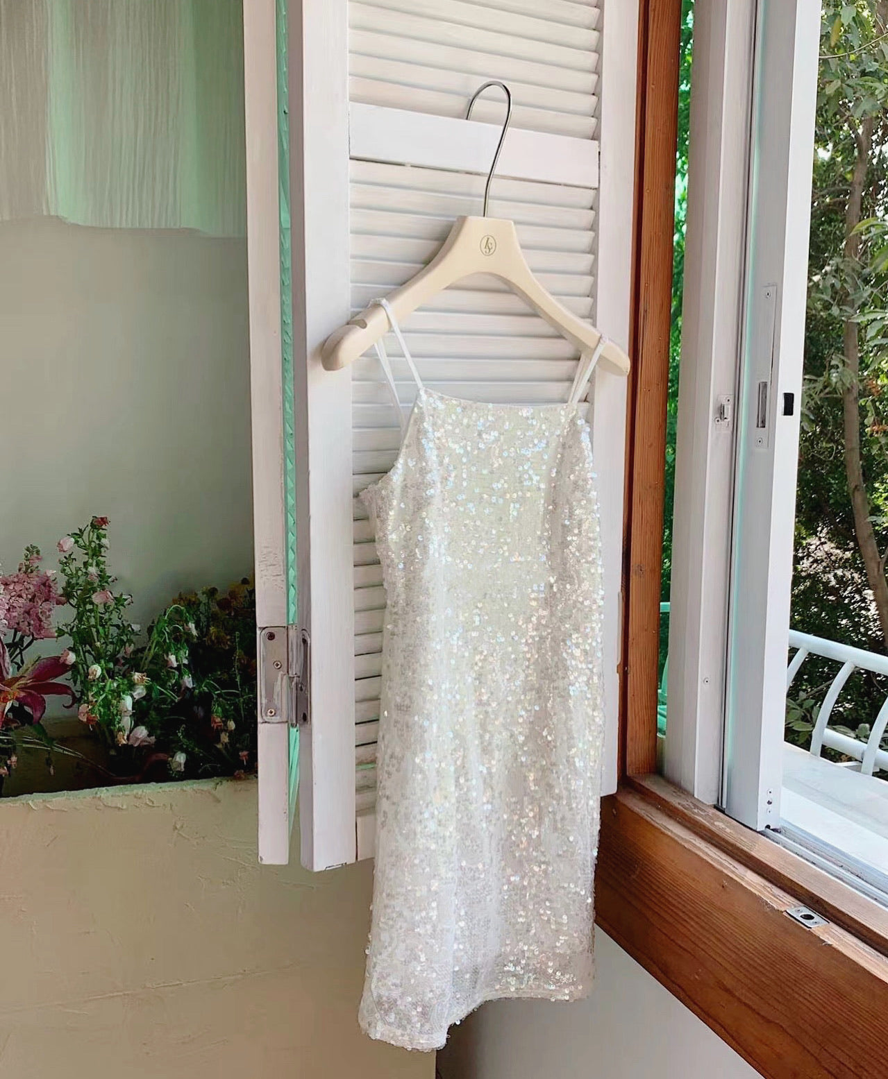 Bling-bling spaghetti strap jumpsuit dress