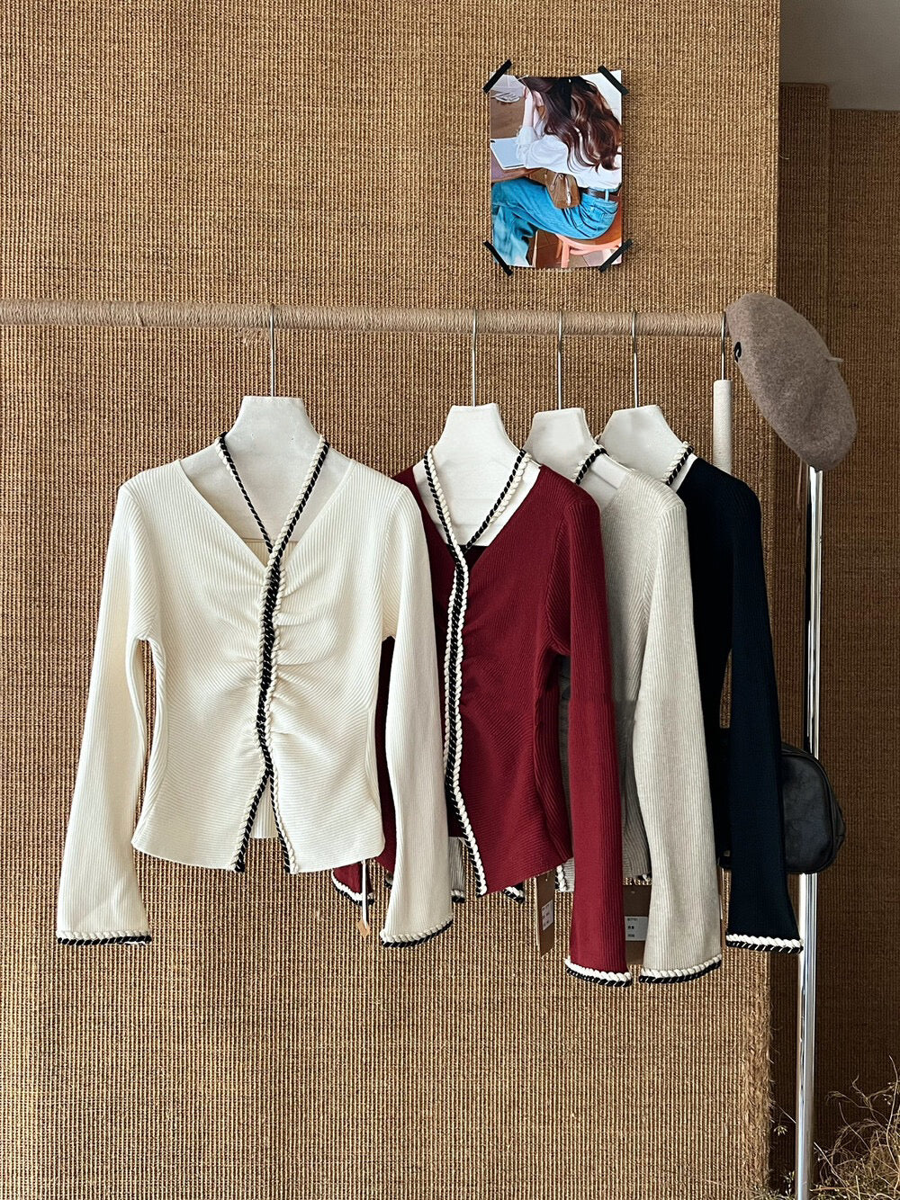 純欲掛脖顯瘦漫畫腰針織衫