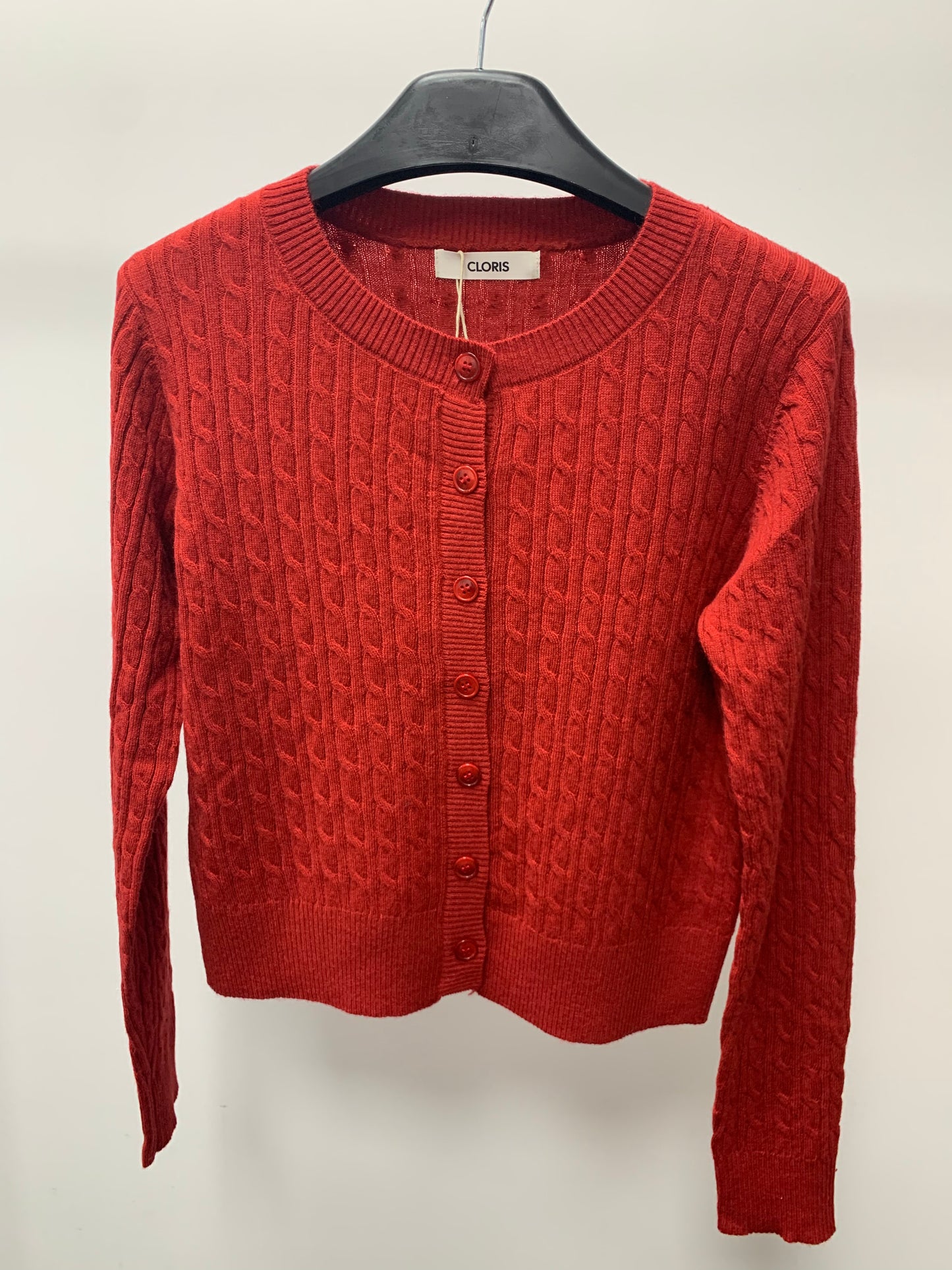 Korean-style relaxed cable knit cardigan