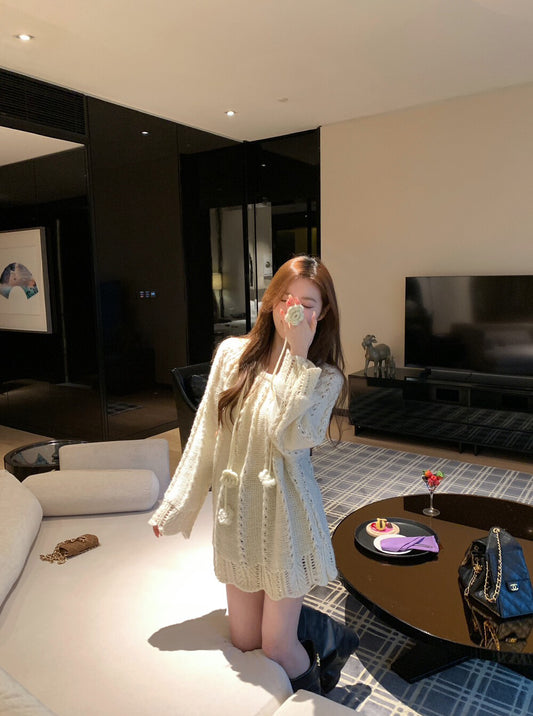 山茶花亮片毛衣