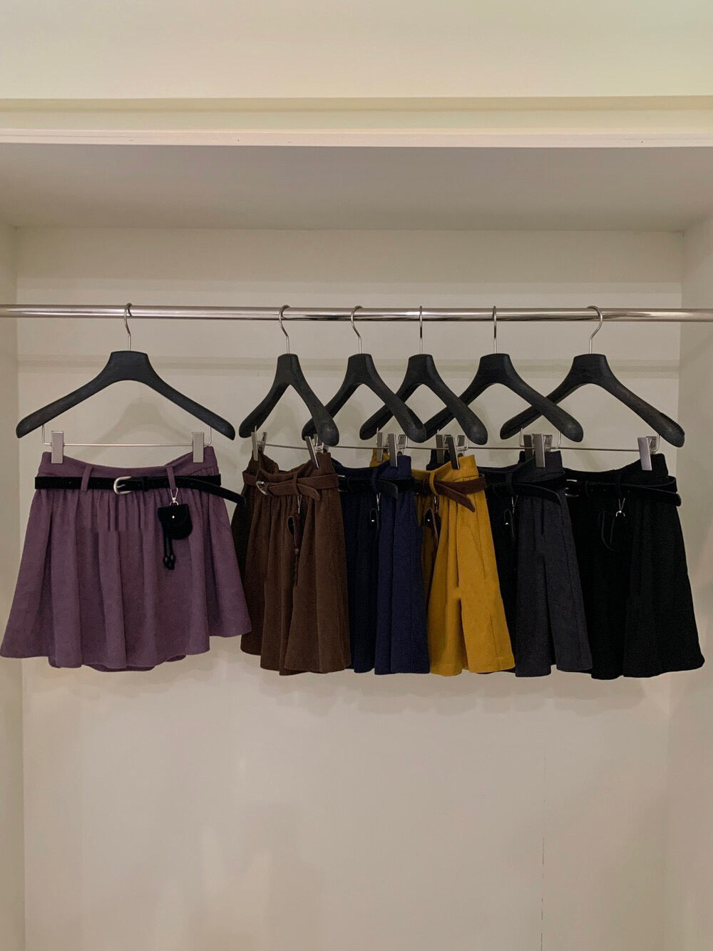 Heavy-duty Corduroy Skirt with Elastic Waistband (Includes Belt)