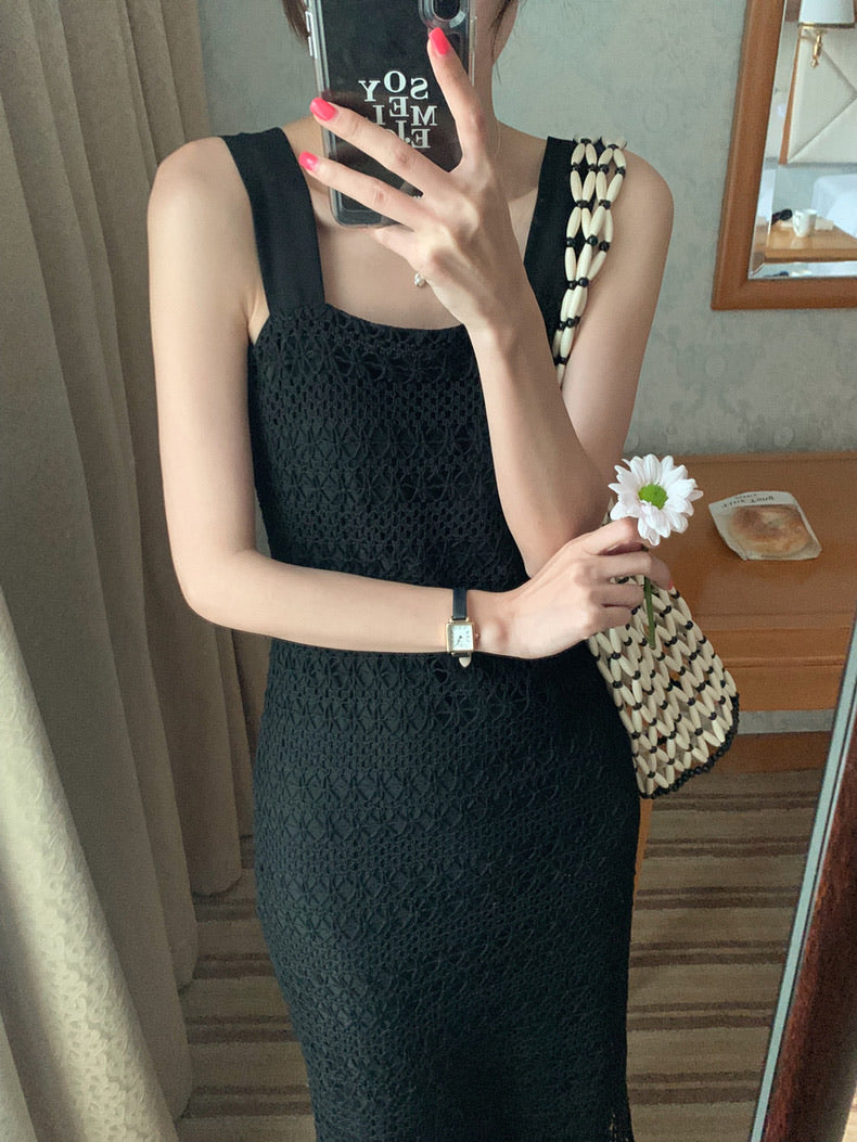 Square Neck Knit Maxi Dress