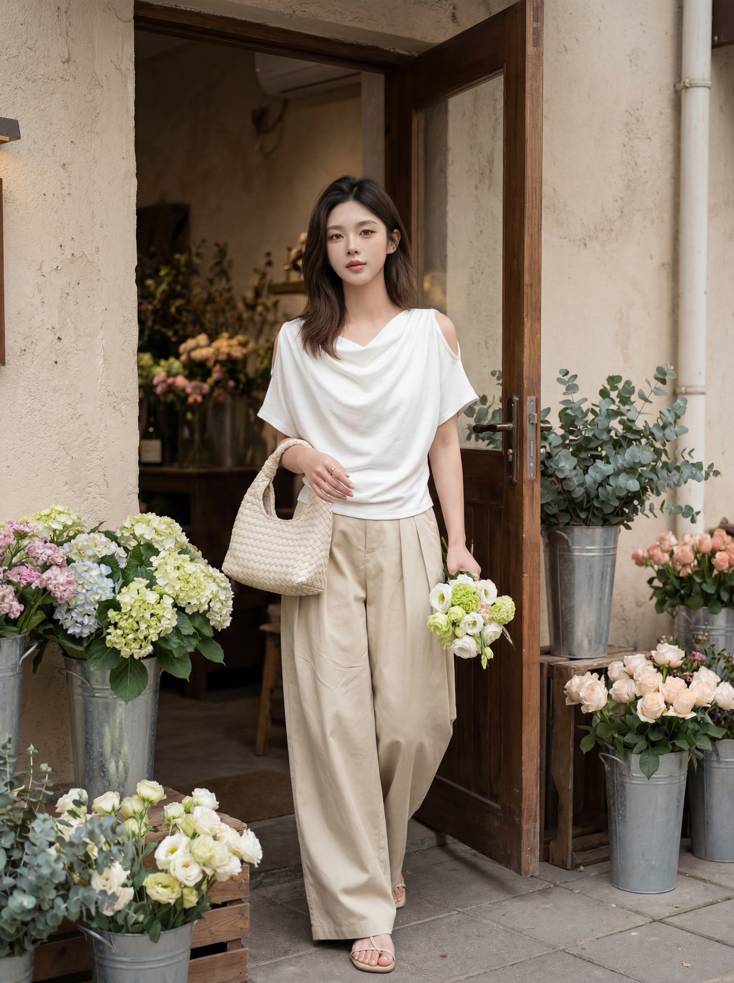 Elegant Draped Cold-Shoulder Top