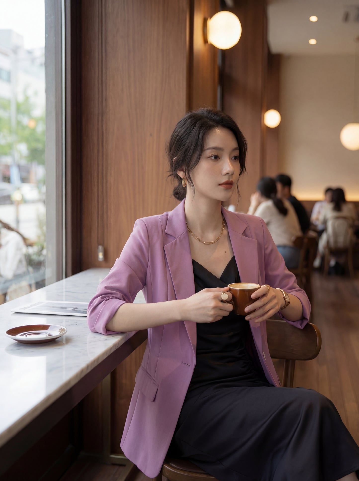 韓国風スリムフィットブレザー