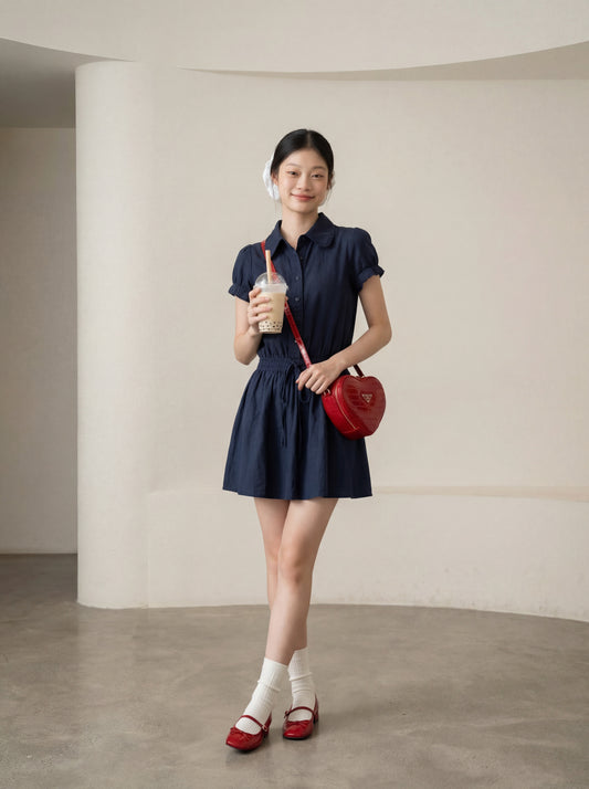 Simple Elegant Short-Sleeve Dress