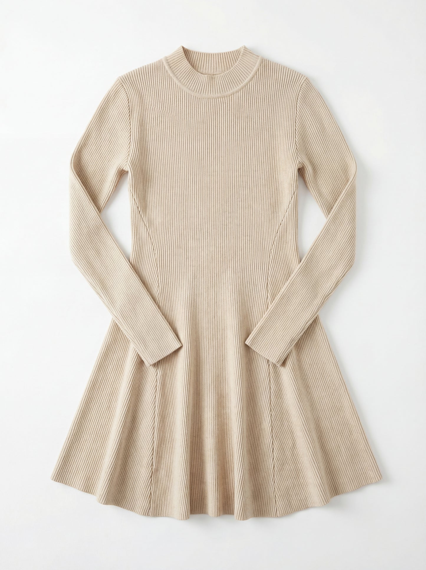 Versatile Solid Color Long Sleeve Slim Fit A-Line Dress