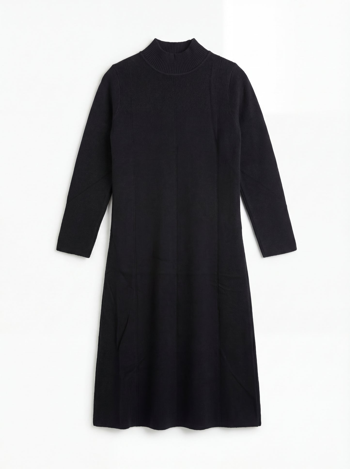 French-style Soft Long-sleeve Mock-neck Dress