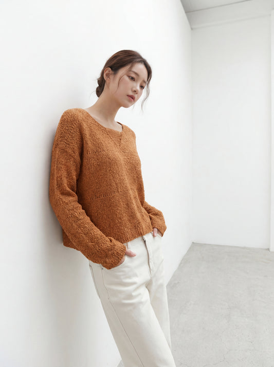 V領休閒鏤空短款上衣