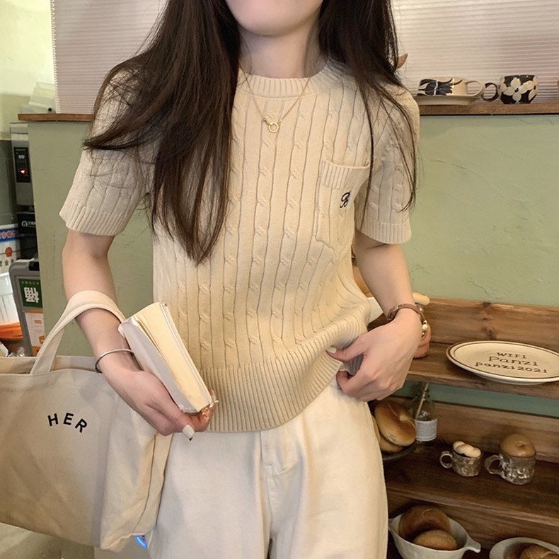 顯瘦針織短袖top