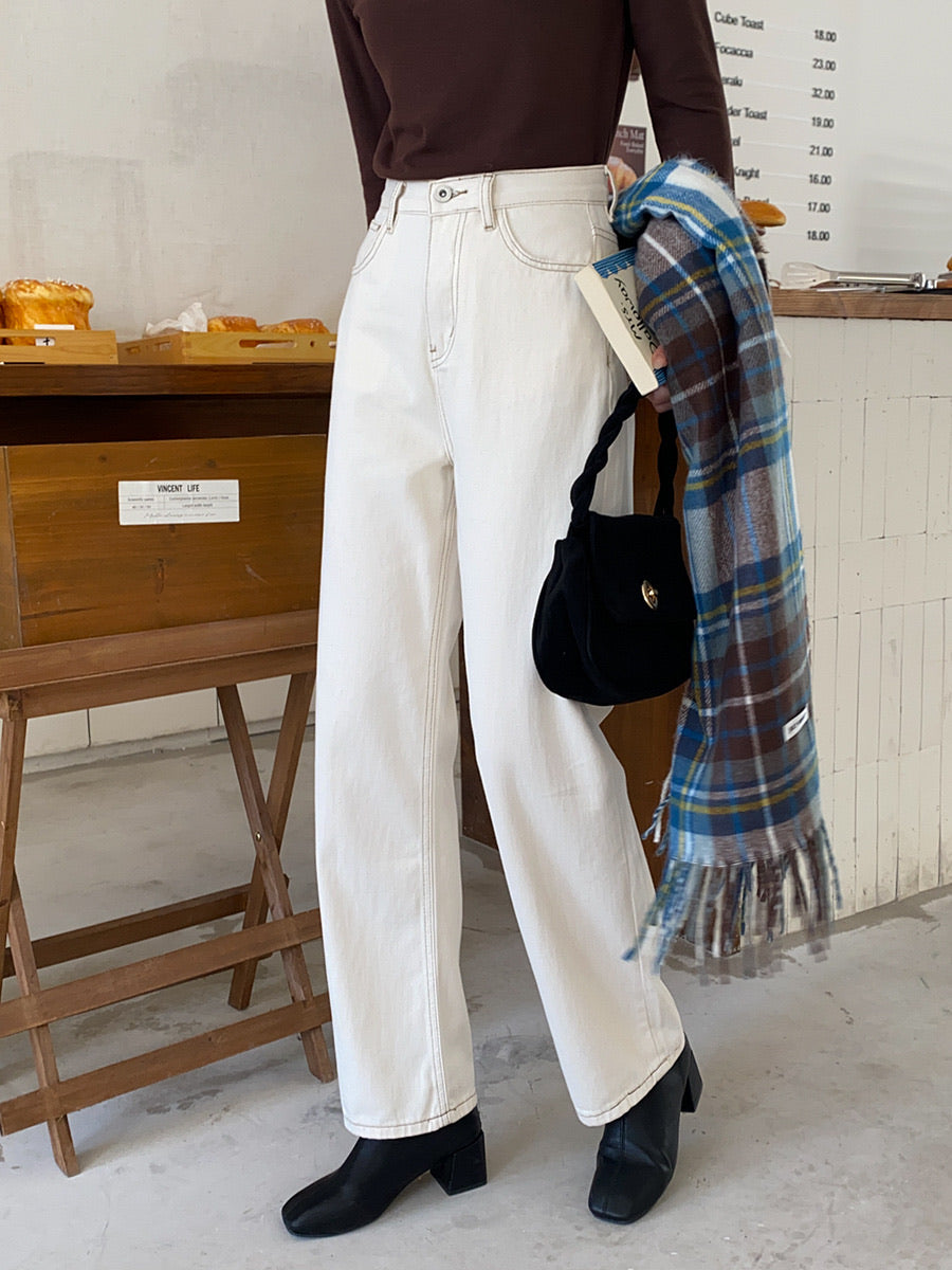 明線復古煙管牛仔褲