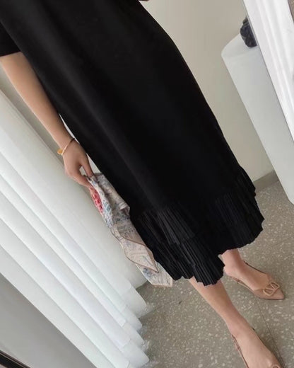 Vintage Patchwork Pleated Dress