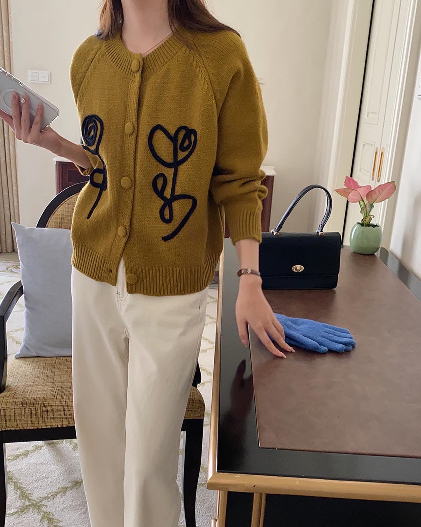 刺繍花花ジャケット