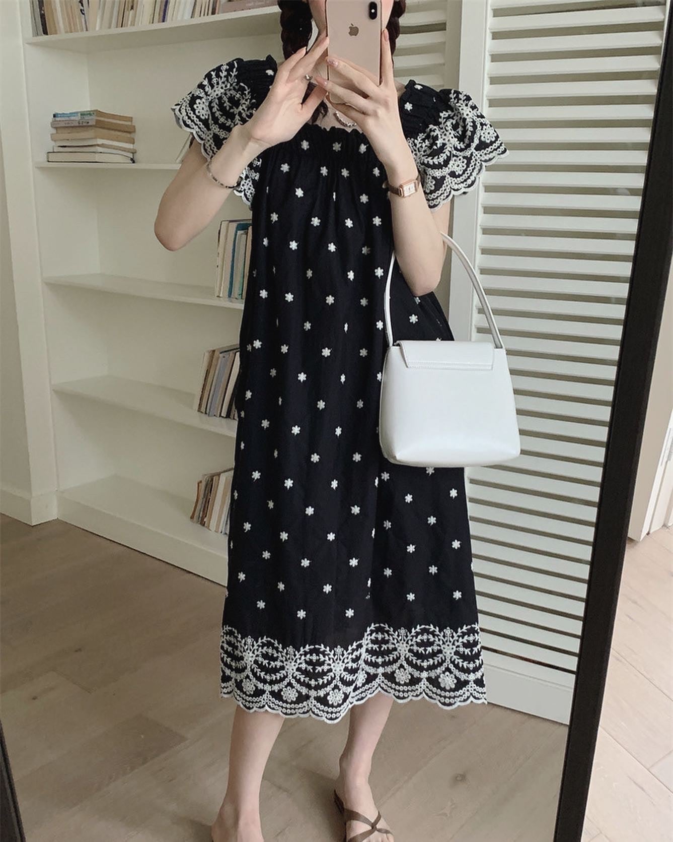 Vintage Embroidered Floral Dress