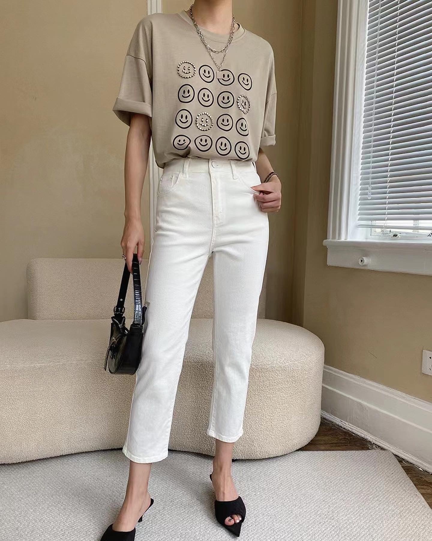 Beaded Smiley Face T-Shirt