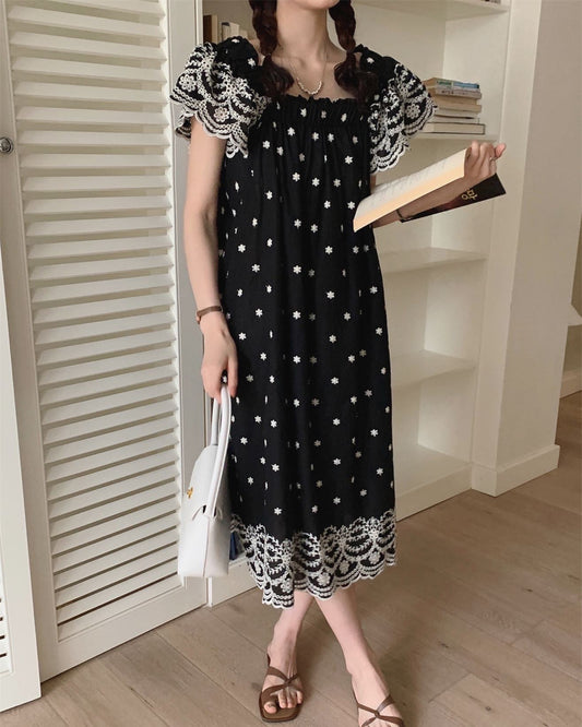 Vintage Embroidered Floral Dress