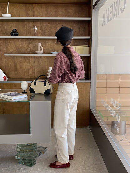 明線復古煙管牛仔褲