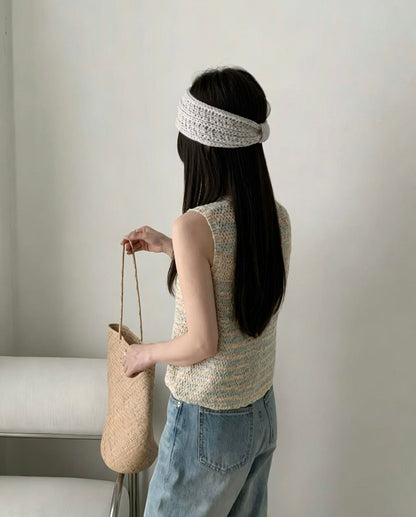 Macaron Floral Knit Vest